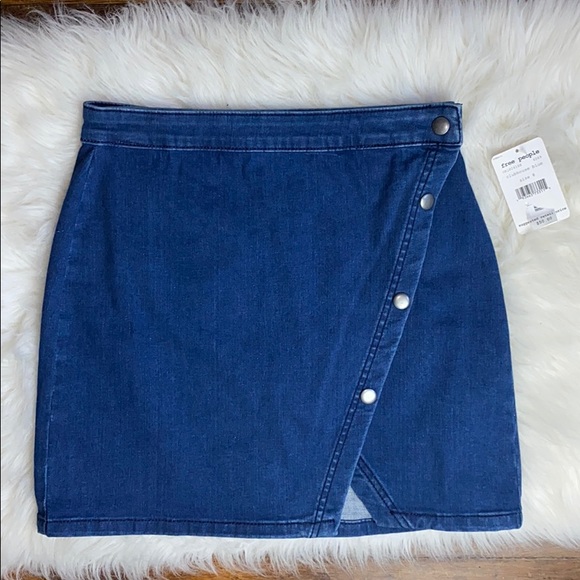 Free People Notched Denim Mini Skirt #39N - Picture 5 of 8